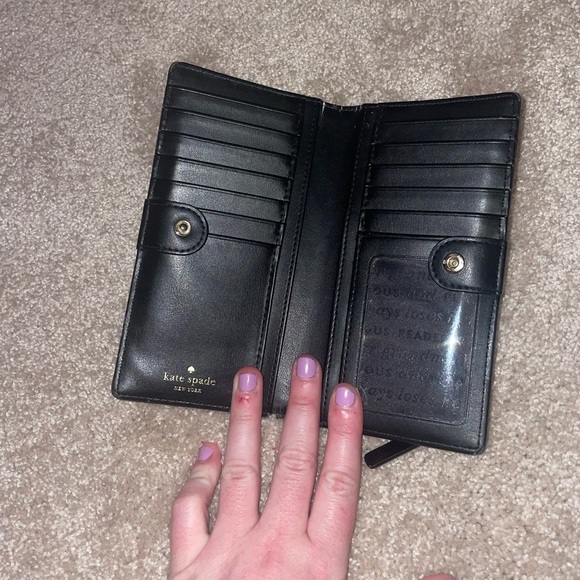 Kate Spade Black and White Striped Wallet with Colorful Dots - Picture 3 of 6